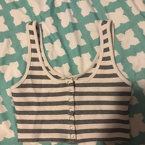 Black and white striped, button down, tank top.